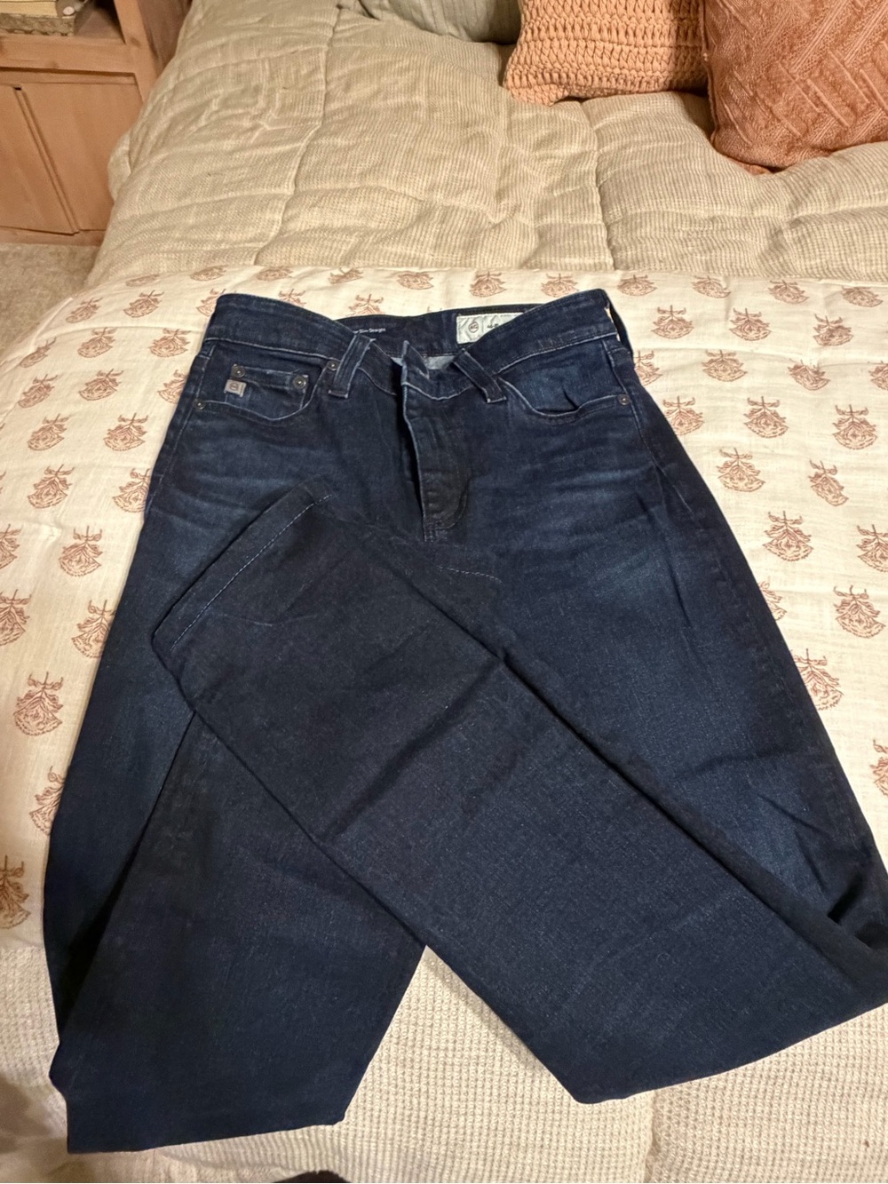 AG Mari High Rise Slim Straight Women’s Dark Blue Stretch Denim Jeans